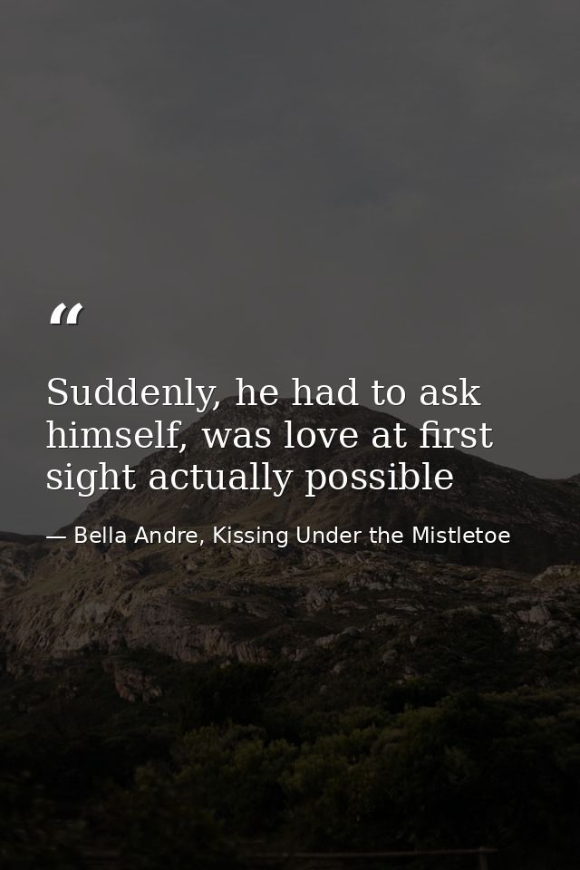 Suddenly, he had to ask himself, was love at first sight actually possible — Bella Andre, Kissing Under the Mistletoe