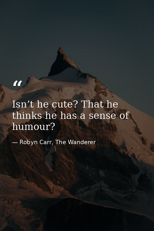 Isn’t he cute? That he thinks he has a sense of humour? — Robyn Carr, The Wanderer