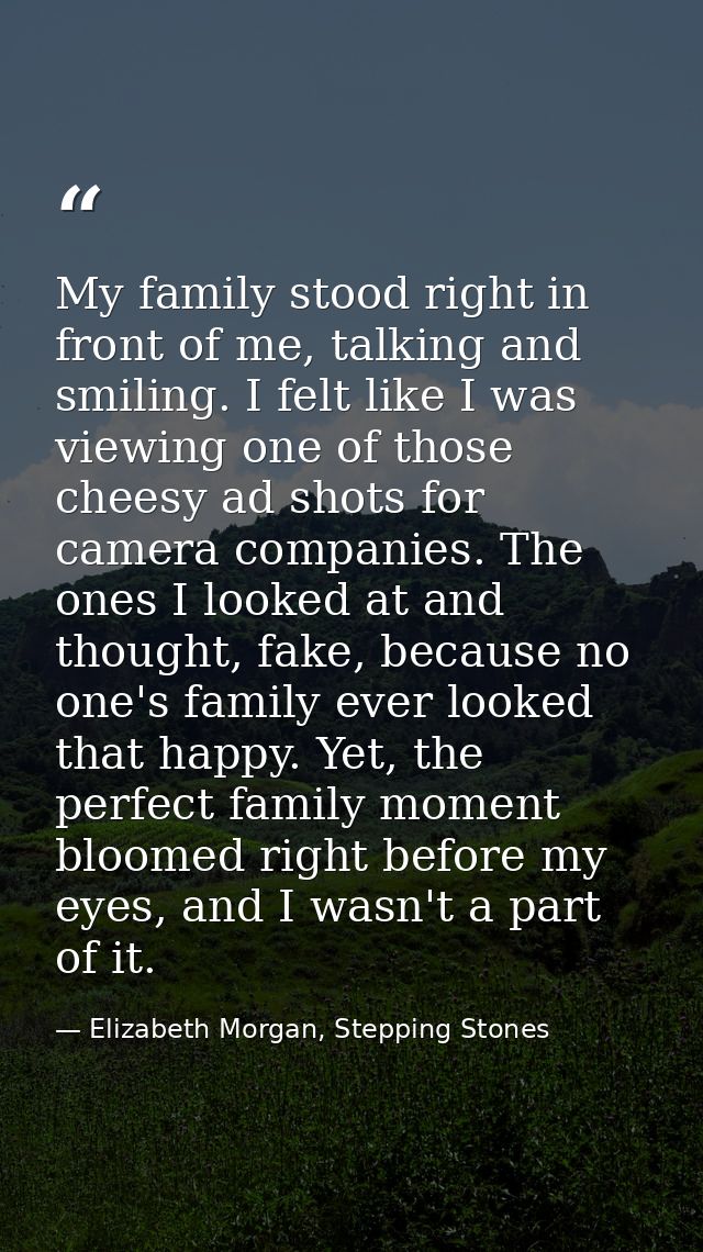 My family stood right in front of me, talking and smiling. I felt like I was viewing one of those cheesy ad shots for ca — Elizabeth Morgan, Stepping Stones