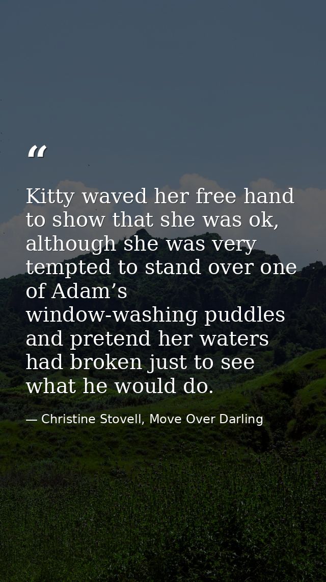 Kitty waved her free hand to show that she was ok, although she was very tempted to stand over one of Adam’s window-wash — Christine Stovell, Move Over Darling