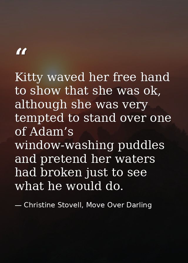 Kitty waved her free hand to show that she was ok, although she was very tempted to stand over one of Adam’s window-wash — Christine Stovell, Move Over Darling