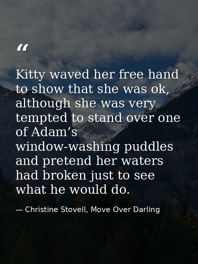 Kitty waved her free hand to show that she was ok, although she was very tempted to stand over one of Adam’s window-wash — Christine Stovell, Move Over Darling