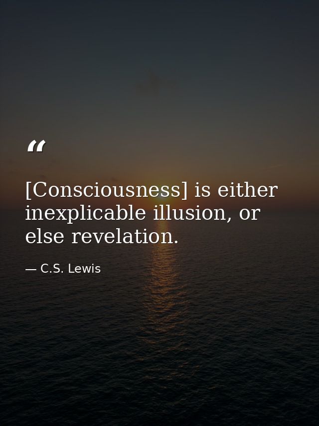 [Consciousness] is either inexplicable illusion, or else revelation. — C.S. Lewis