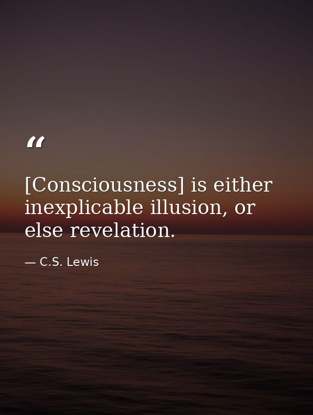 [Consciousness] is either inexplicable illusion, or else revelation. — C.S. Lewis