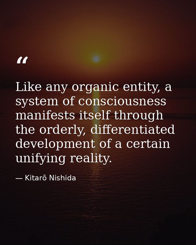 Like any organic entity, a system of consciousness manifests itself through the orderly, differentiated development of a — Kitarō Nishida