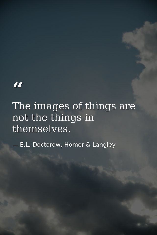 The images of things are not the things in themselves. — E.L. Doctorow, Homer & Langley