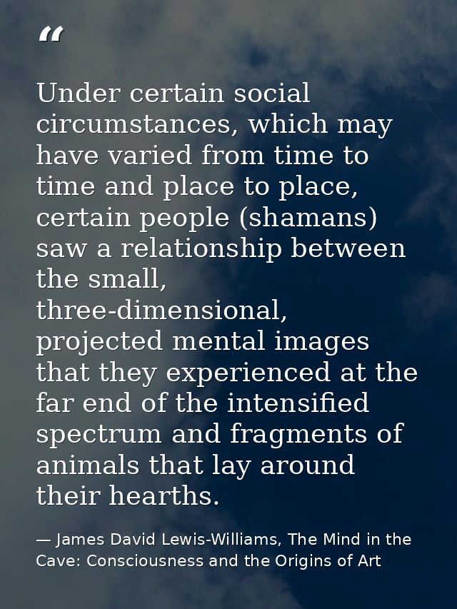 Under certain social circumstances, which may have varied from time to time and place to place, certain people (shamans) — James David Lewis-Williams, The Mind in the Cave: Consciousness and the Origins of Art