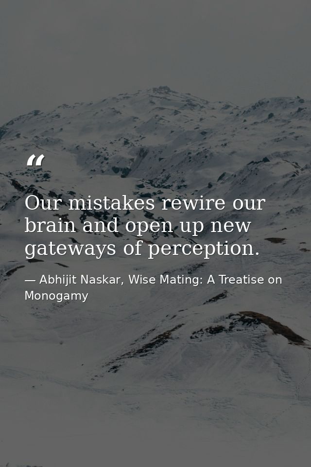 Our mistakes rewire our brain and open up new gateways of perception. — Abhijit Naskar, Wise Mating: A Treatise on Monogamy
