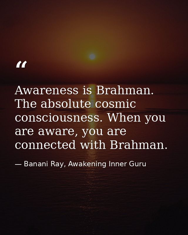 Awareness is Brahman. The absolute cosmic consciousness. When you are aware, you are connected with Brahman. — Banani Ray, Awakening Inner Guru