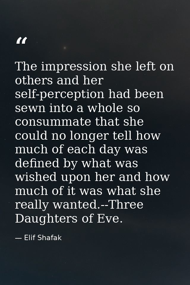 The impression she left on others and her self-perception had been sewn into a whole so consummate that she could no lon — Elif Shafak