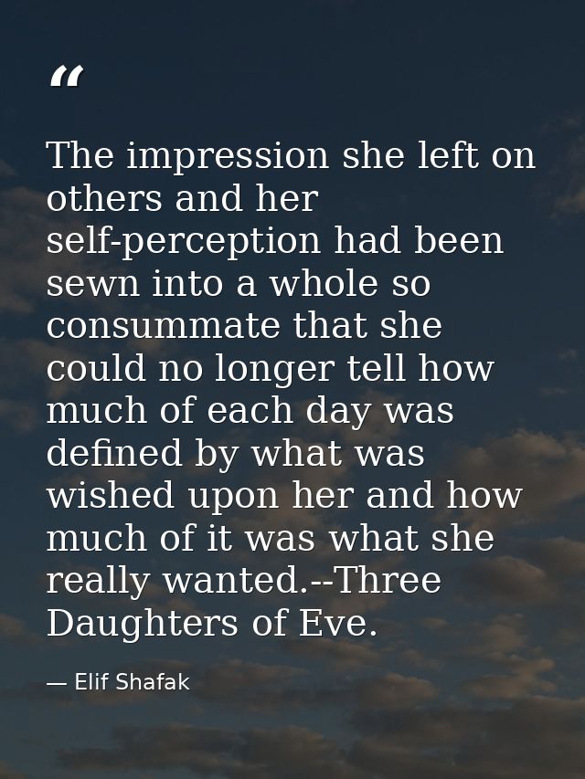 The impression she left on others and her self-perception had been sewn into a whole so consummate that she could no lon — Elif Shafak