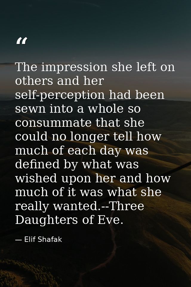 The impression she left on others and her self-perception had been sewn into a whole so consummate that she could no lon — Elif Shafak