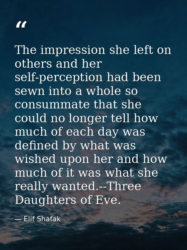 The impression she left on others and her self-perception had been sewn into a whole so consummate that she could no lon — Elif Shafak