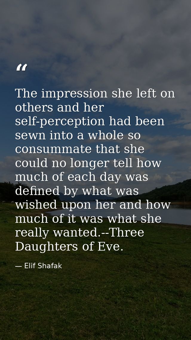 The impression she left on others and her self-perception had been sewn into a whole so consummate that she could no lon — Elif Shafak