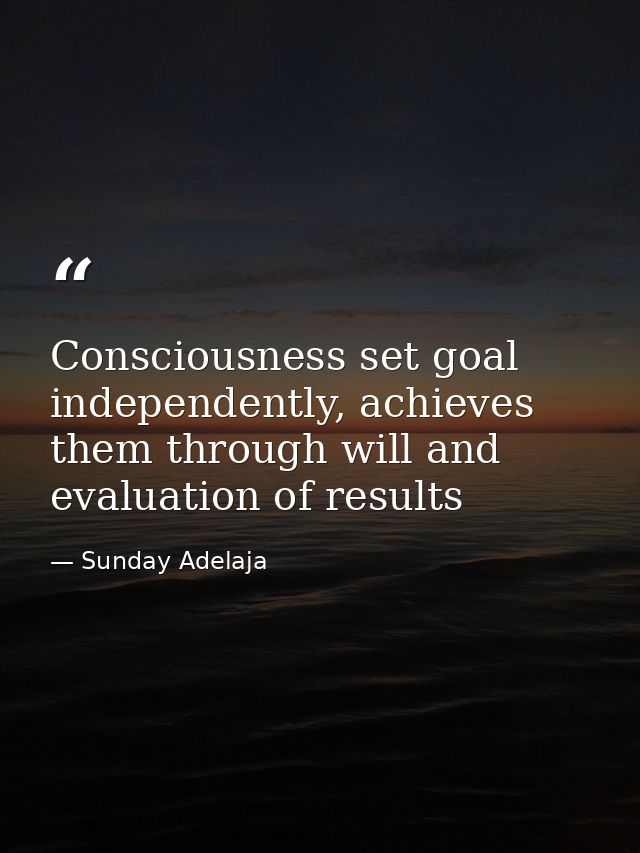 Consciousness set goal independently, achieves them through will and evaluation of results — Sunday Adelaja