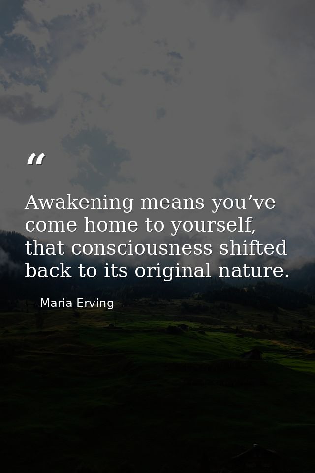 Awakening means you’ve come home to yourself, that consciousness shifted back to its original nature. — Maria Erving