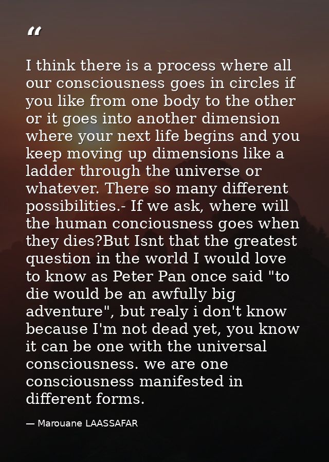 I think there is a process where all our consciousness goes in circles if you like from one body to the other or it goes — Marouane LAASSAFAR