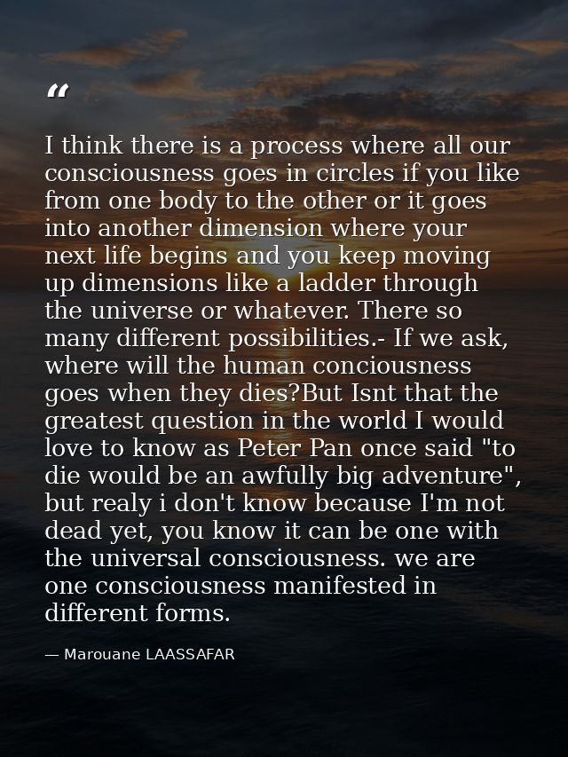 I think there is a process where all our consciousness goes in circles if you like from one body to the other or it goes — Marouane LAASSAFAR