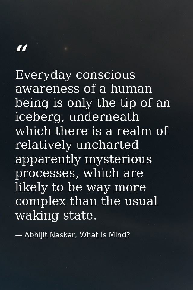 Everyday conscious awareness of a human being is only the tip of an iceberg, underneath which there is a realm of relati — Abhijit Naskar, What is Mind?