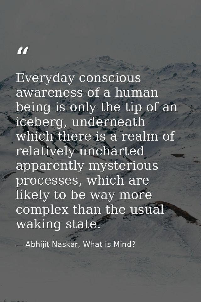 Everyday conscious awareness of a human being is only the tip of an iceberg, underneath which there is a realm of relati — Abhijit Naskar, What is Mind?
