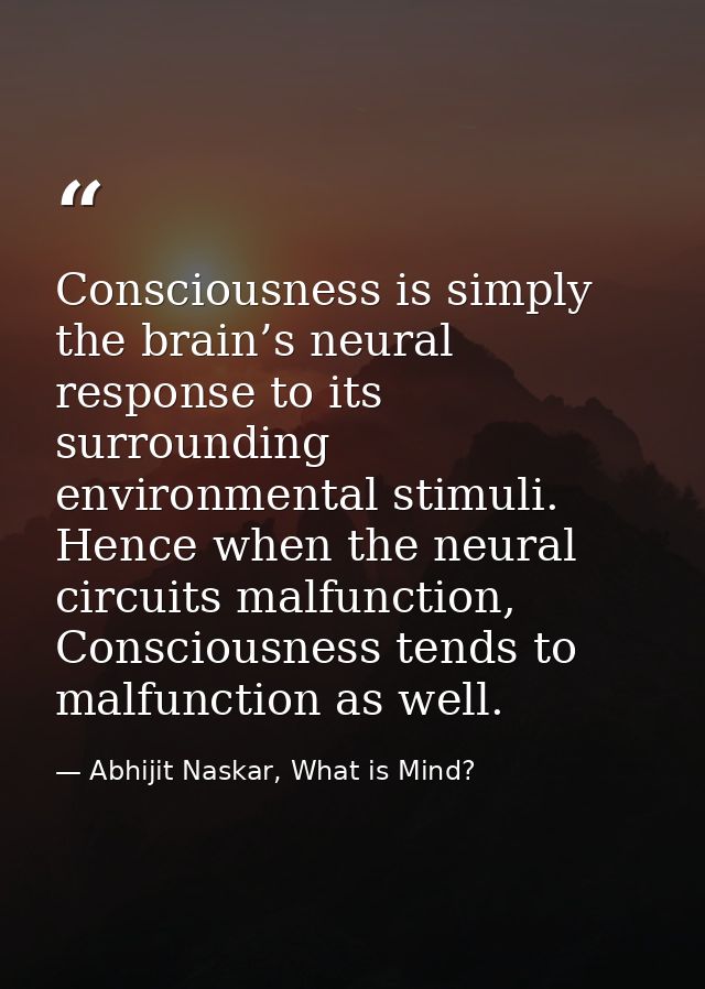 Consciousness is simply the brain’s neural response to its surrounding environmental stimuli. Hence when the neural circ — Abhijit Naskar, What is Mind?