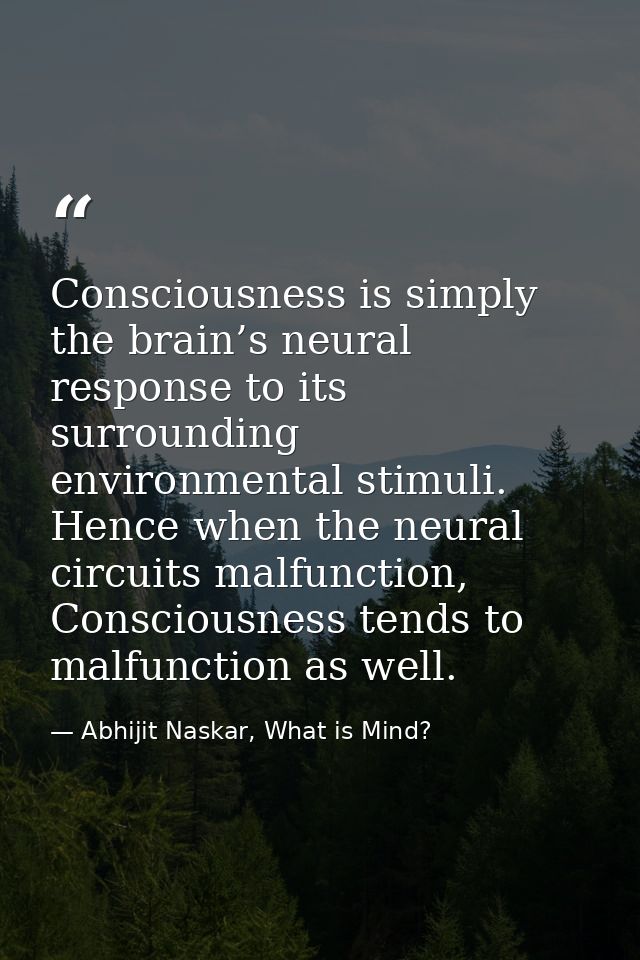 Consciousness is simply the brain’s neural response to its surrounding environmental stimuli. Hence when the neural circ — Abhijit Naskar, What is Mind?