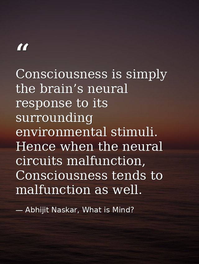 Consciousness is simply the brain’s neural response to its surrounding environmental stimuli. Hence when the neural circ — Abhijit Naskar, What is Mind?
