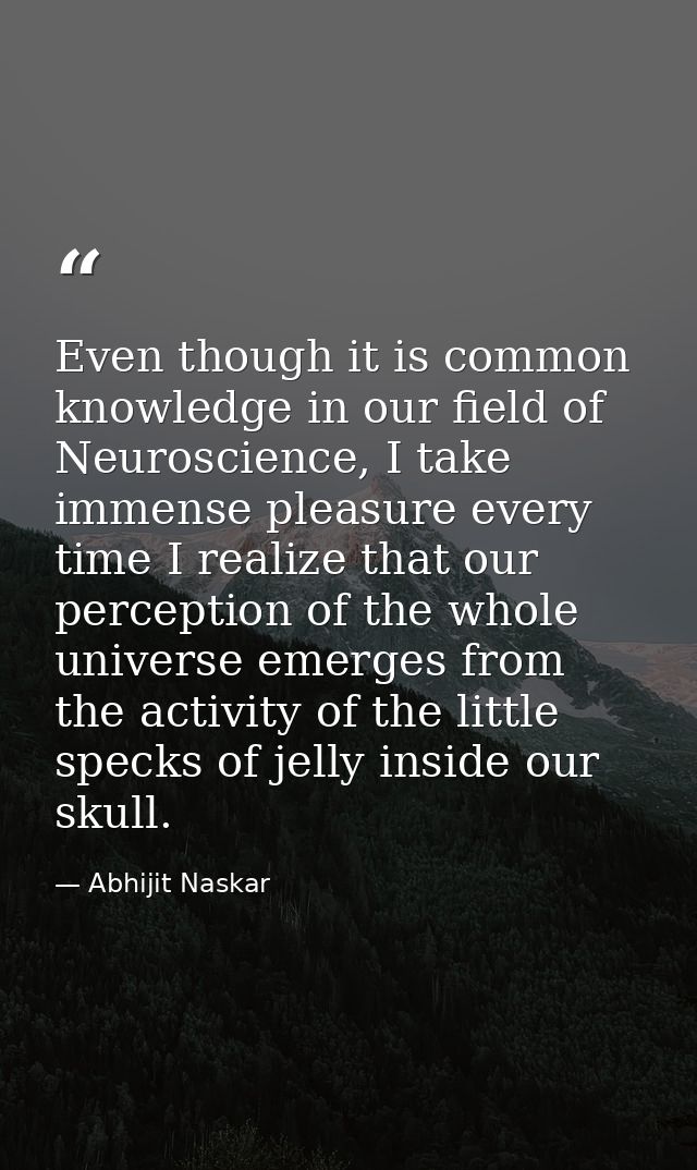 Even though it is common knowledge in our field of Neuroscience, I take immense pleasure every time I realize that our p — Abhijit Naskar