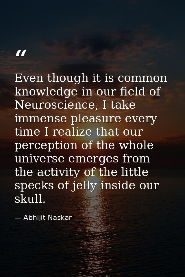 Even though it is common knowledge in our field of Neuroscience, I take immense pleasure every time I realize that our p — Abhijit Naskar