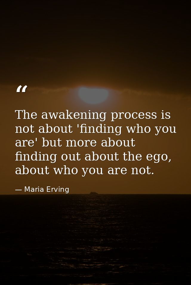 The awakening process is not about 'finding who you are' but more about finding out about the ego, about who you are not — Maria Erving
