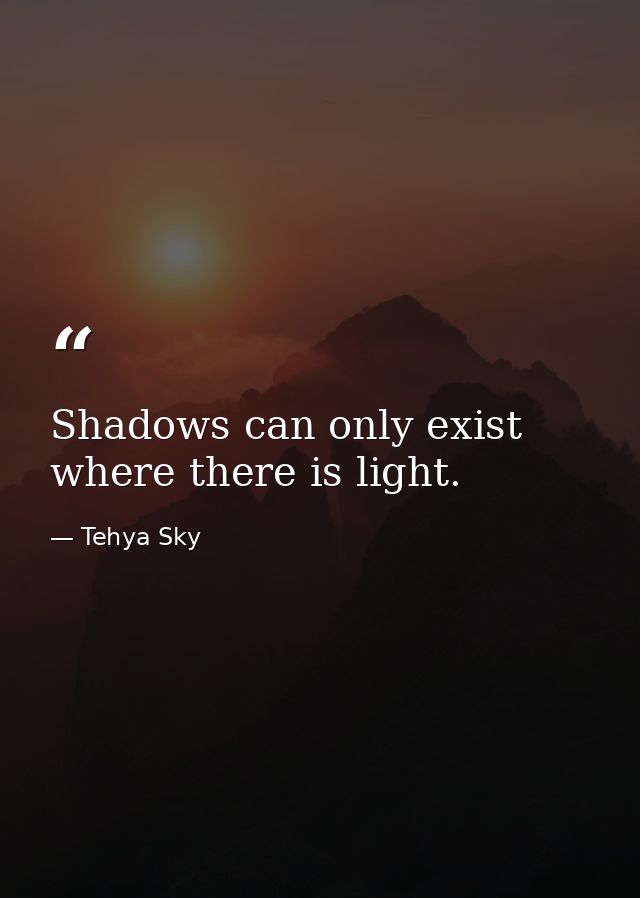Shadows can only exist where there is light. — Tehya Sky