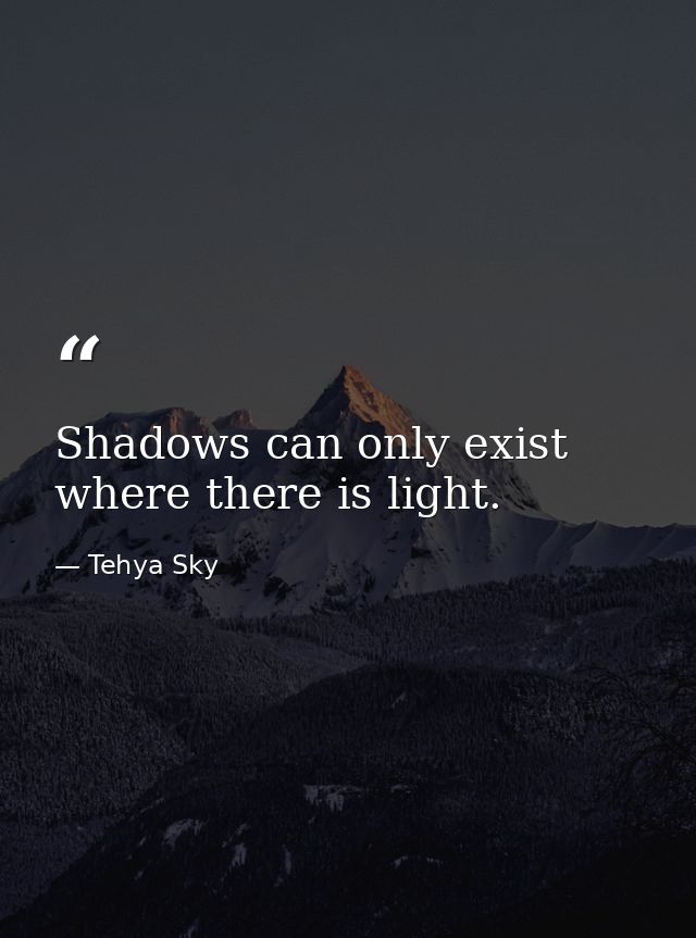 Shadows can only exist where there is light. — Tehya Sky