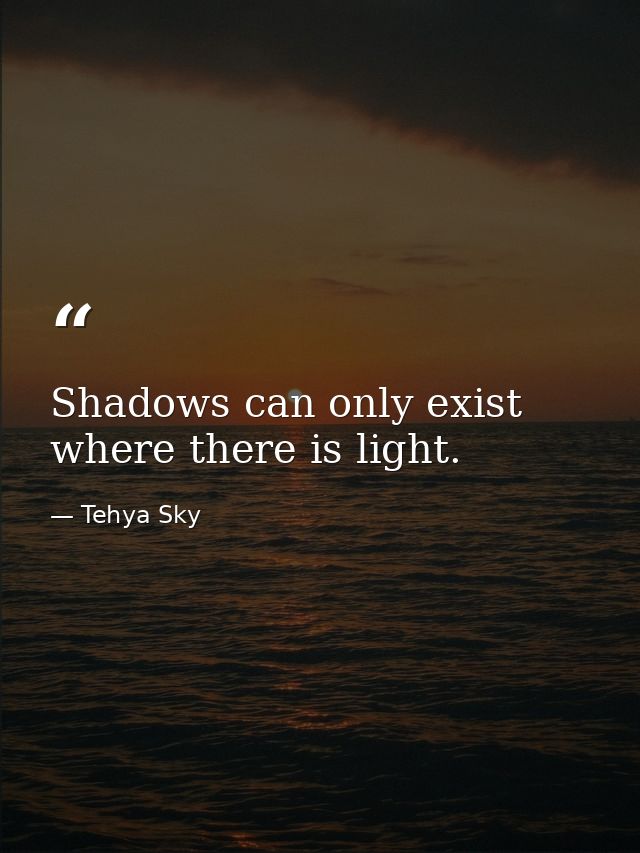 Shadows can only exist where there is light. — Tehya Sky