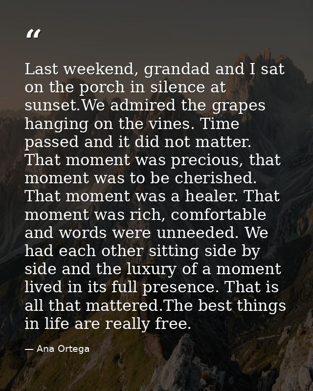Last weekend, grandad and I sat on the porch in silence at sunset.We admired the grapes hanging on the vines. Time passe — Ana Ortega
