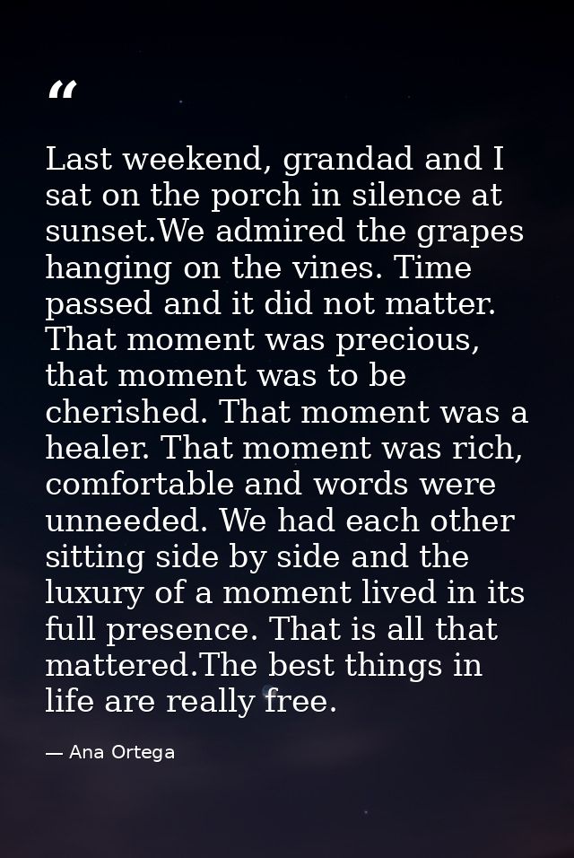 Last weekend, grandad and I sat on the porch in silence at sunset.We admired the grapes hanging on the vines. Time passe — Ana Ortega