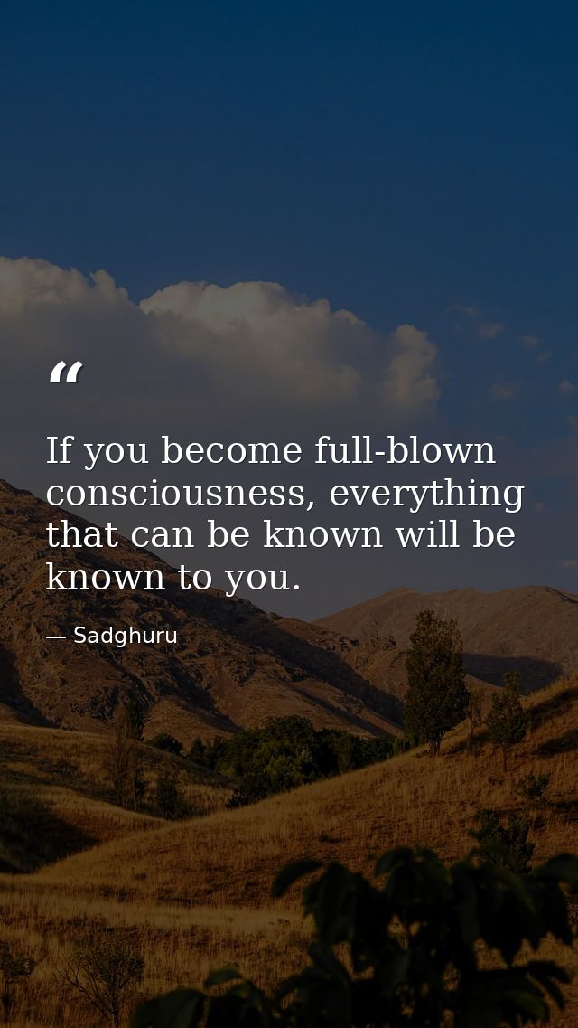 If you become full-blown consciousness, everything that can be known will be known to you. — Sadghuru