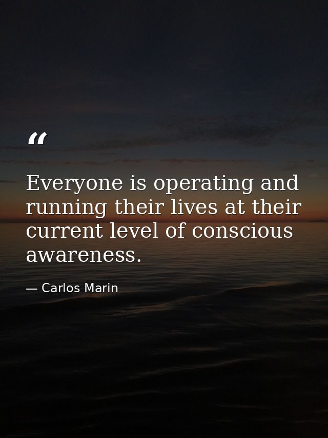 Everyone is operating and running their lives at their current level of conscious awareness. — Carlos Marin