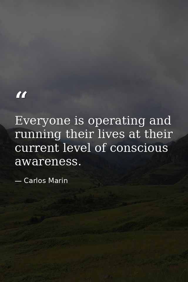Everyone is operating and running their lives at their current level of conscious awareness. — Carlos Marin