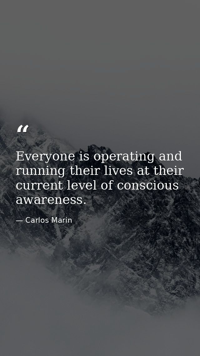 Everyone is operating and running their lives at their current level of conscious awareness. — Carlos Marin