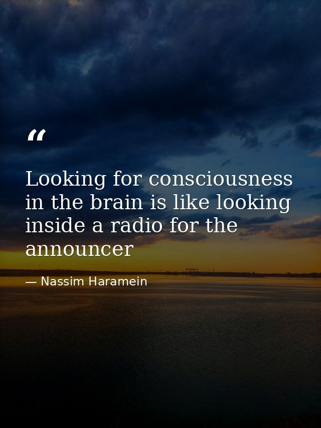 Looking for consciousness in the brain is like looking inside a radio for the announcer — Nassim Haramein