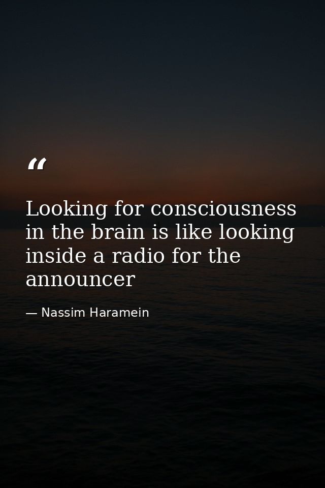 Looking for consciousness in the brain is like looking inside a radio for the announcer — Nassim Haramein
