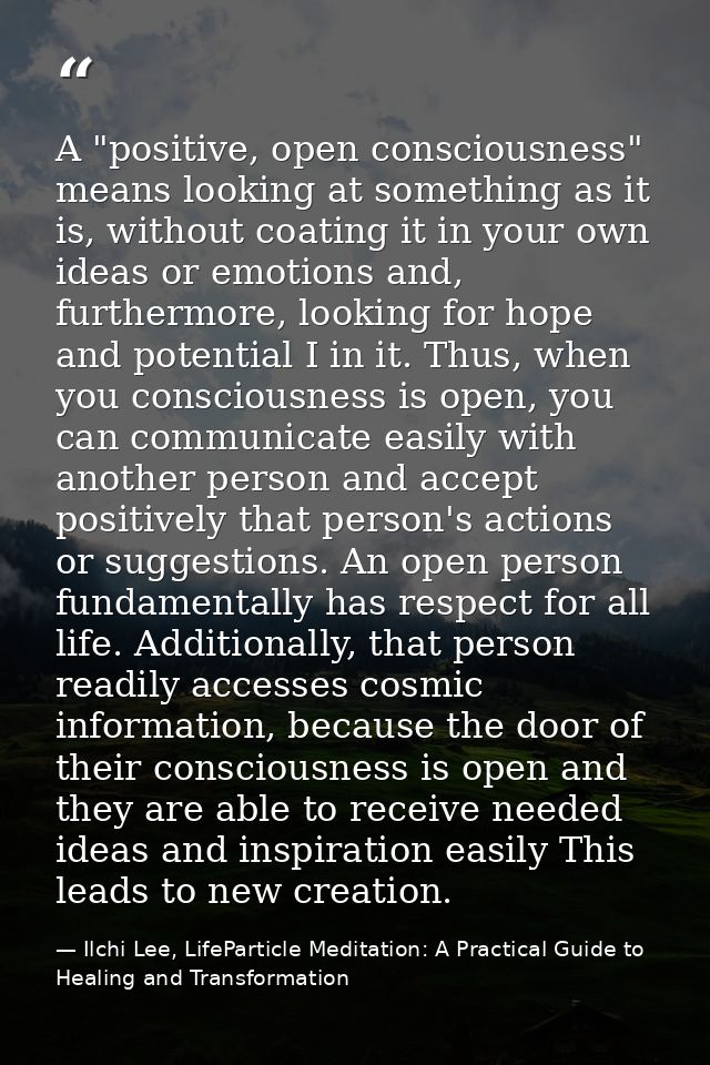 A "positive, open consciousness" means looking at something as it is, without coating it in your own ideas or emotions a — Ilchi Lee, LifeParticle Meditation: A Practical Guide to Healing and Transformation