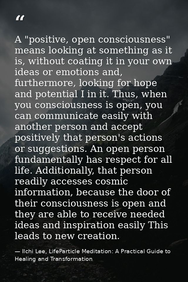 A "positive, open consciousness" means looking at something as it is, without coating it in your own ideas or emotions a — Ilchi Lee, LifeParticle Meditation: A Practical Guide to Healing and Transformation