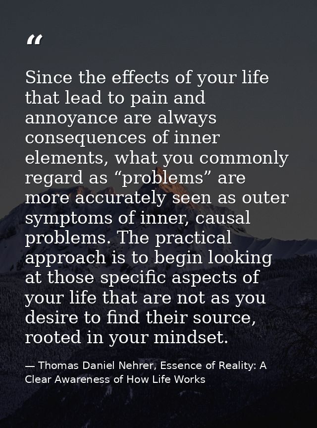 Since the effects of your life that lead to pain and annoyance are always consequences of inner elements, what you commo — Thomas Daniel Nehrer, Essence of Reality: A Clear Awareness of How Life Works