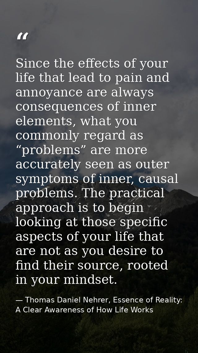 Since the effects of your life that lead to pain and annoyance are always consequences of inner elements, what you commo — Thomas Daniel Nehrer, Essence of Reality: A Clear Awareness of How Life Works