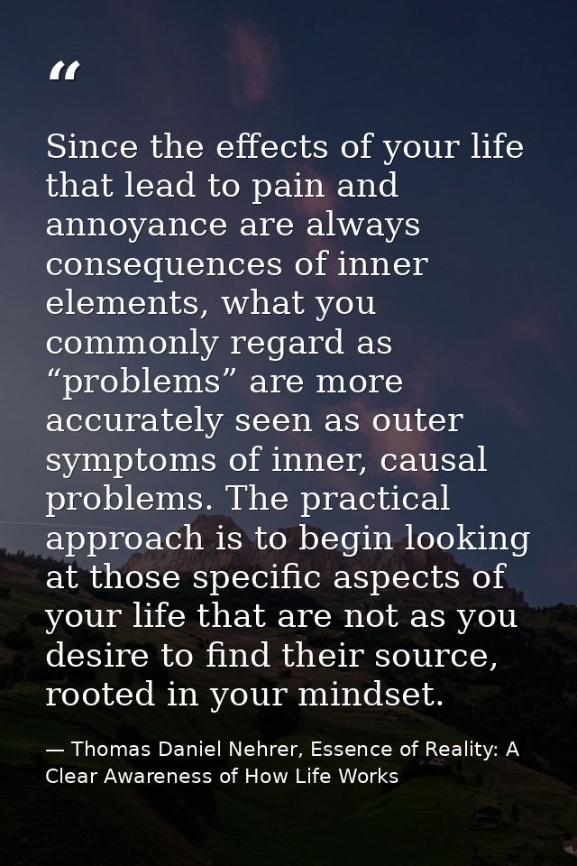 Since the effects of your life that lead to pain and annoyance are always consequences of inner elements, what you commo — Thomas Daniel Nehrer, Essence of Reality: A Clear Awareness of How Life Works