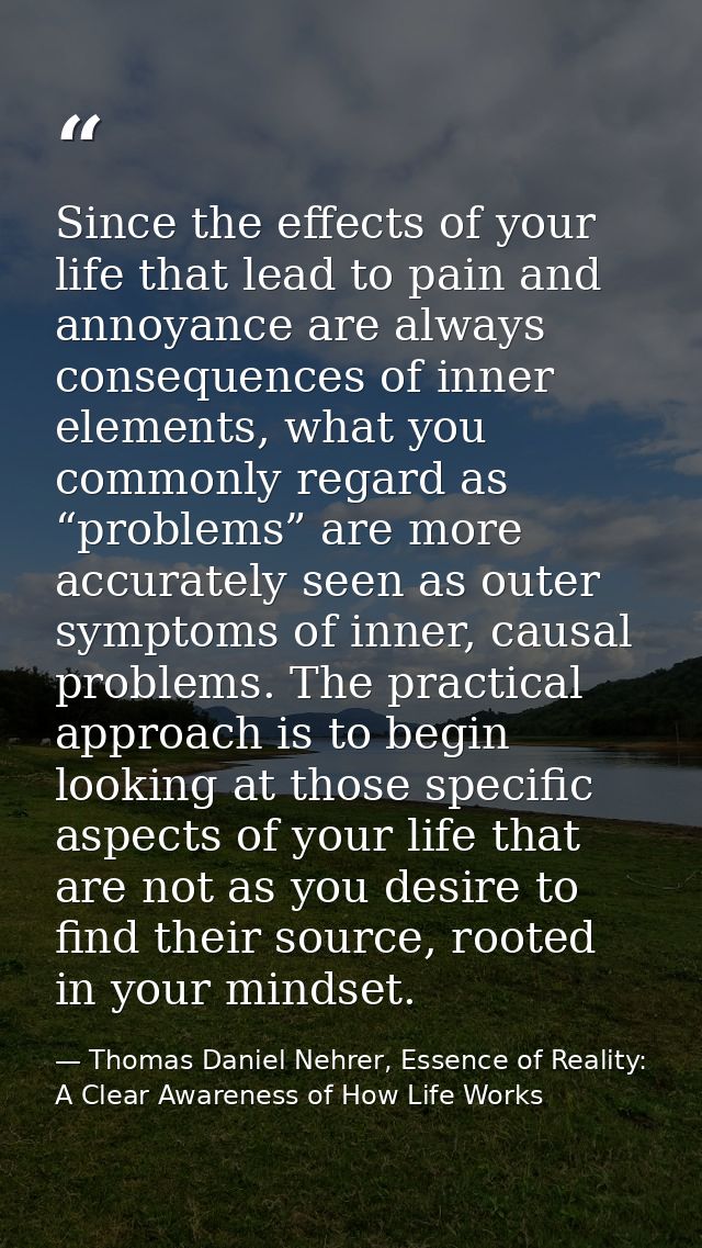 Since the effects of your life that lead to pain and annoyance are always consequences of inner elements, what you commo — Thomas Daniel Nehrer, Essence of Reality: A Clear Awareness of How Life Works