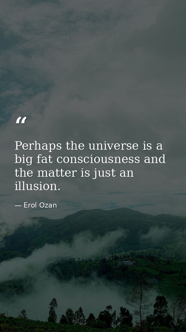 Perhaps the universe is a big fat consciousness and the matter is just an illusion. — Erol Ozan