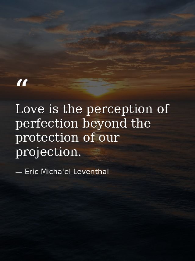 Love is the perception of perfection beyond the protection of our projection. — Eric Micha'el Leventhal