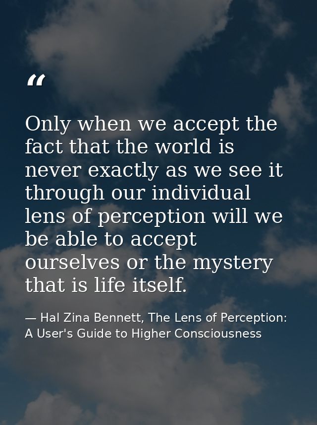 Only when we accept the fact that the world is never exactly as we see it through our individual lens of perception will — Hal Zina Bennett, The Lens of Perception: A User's Guide to Higher Consciousness